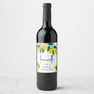 Limoncello Hand Drawn Lemon Liqueur  Wine Label