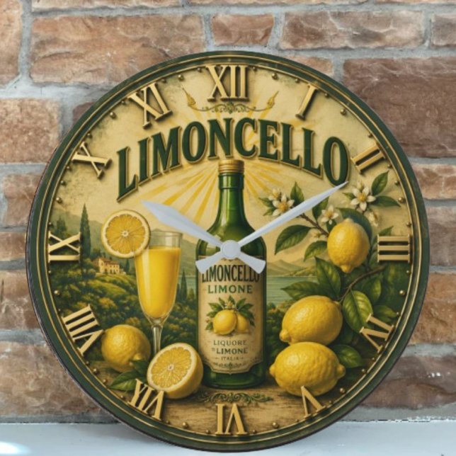 Limoncello Italian Lemon Kitchen Mediterranean Bar Large Clock (Creator Uploaded)