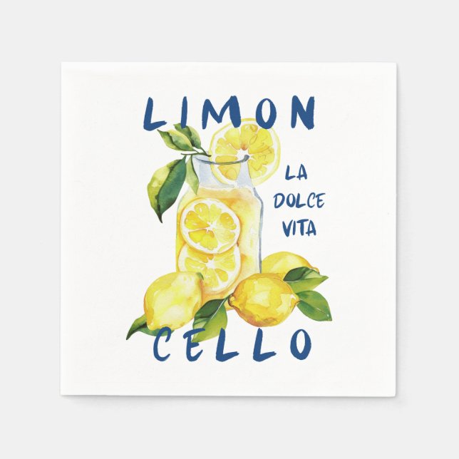 Limoncello Italy –La Dolce Vita Lemon Summer Party Napkin (Front)