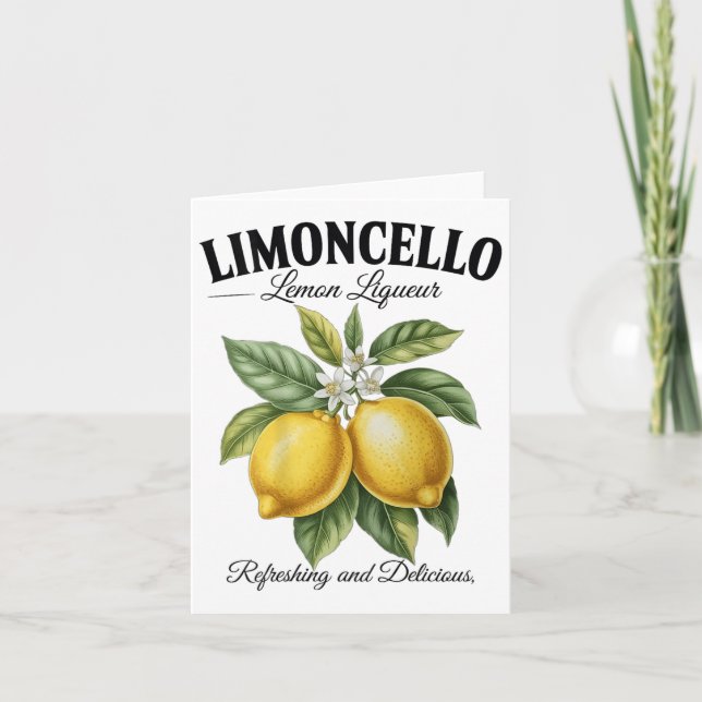 Limoncello Italy Vintage Refreshing Lemon Vacation Card (Front)