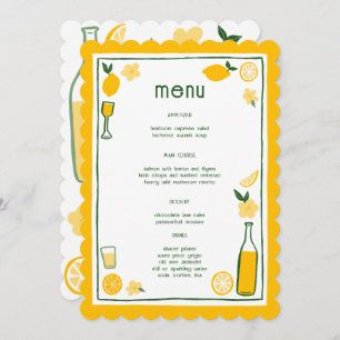 Limoncello Lemonade Lemons CUSTOM Bridal Shower Menu