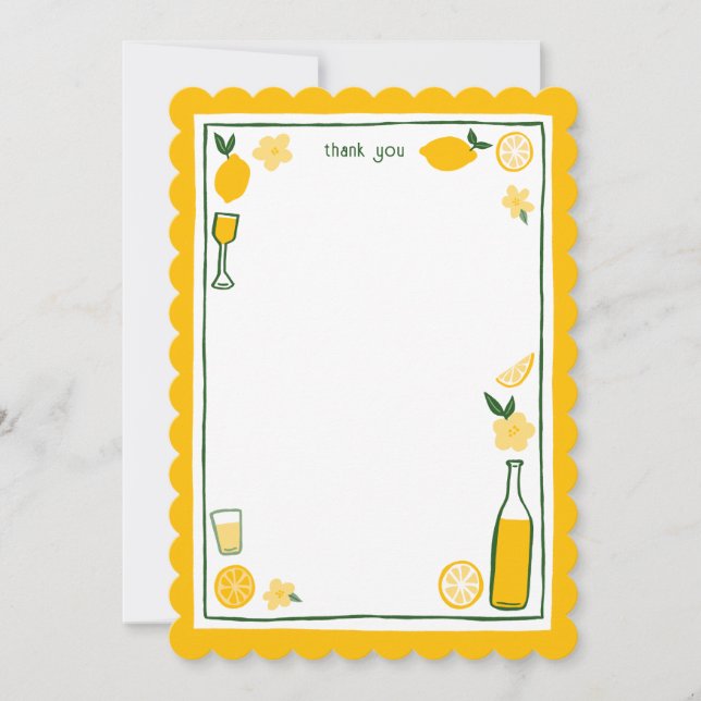 Limoncello Lemonade Lemons CUSTOM Bridal Shower  Thank You Card (Front)