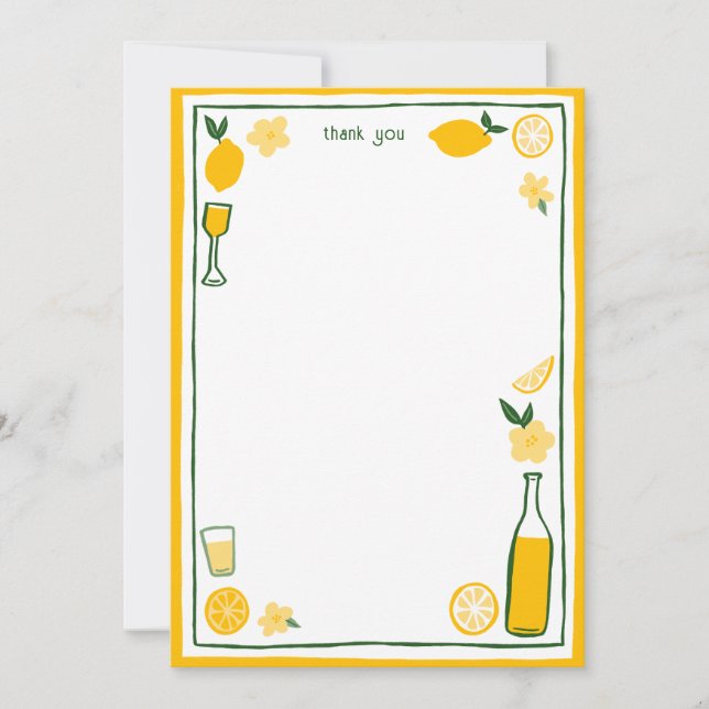 Limoncello Lemonade Lemons CUSTOM Bridal Shower  Thank You Card (Front)