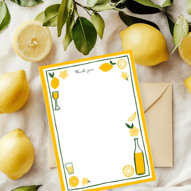 Limoncello Lemonade Lemons CUSTOM Personalised Thank You Card (Limoncello Lemonade Lemons CUSTOM Birthday Personalized Stationery Thank You Note Card
)