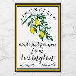 Limoncello Lemons On Branch Bottle Label |<br><div class="desc">Give the gift of homemade Limoncello. "Limoncello Made Just For You" on a white background with a vintage image of lemons hanging from a branch. Personalised with your name. Customise the font and text. Use this smaller waterproof and scratch resistant label for mini-bottles. A chic and trendy look, perfect for...</div>