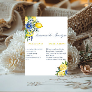 Limoncello Pritzer Recipe Bridal Shower Favor Card Pedestal Sign