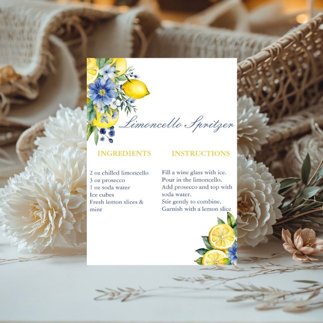 Limoncello Pritzer Recipe Bridal Shower Favour Car Pedestal Sign (Creator Uploaded)