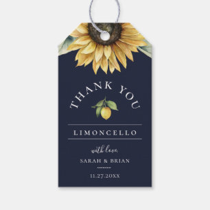 Limoncello Sunflower Favour Navy Blue Thank You Gift Tags