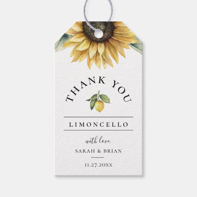 Limoncello Sunflower Favour Thank You Gift Tag (Front)