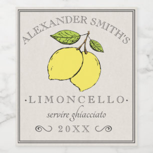 Limoncello Vintage Lemons Label