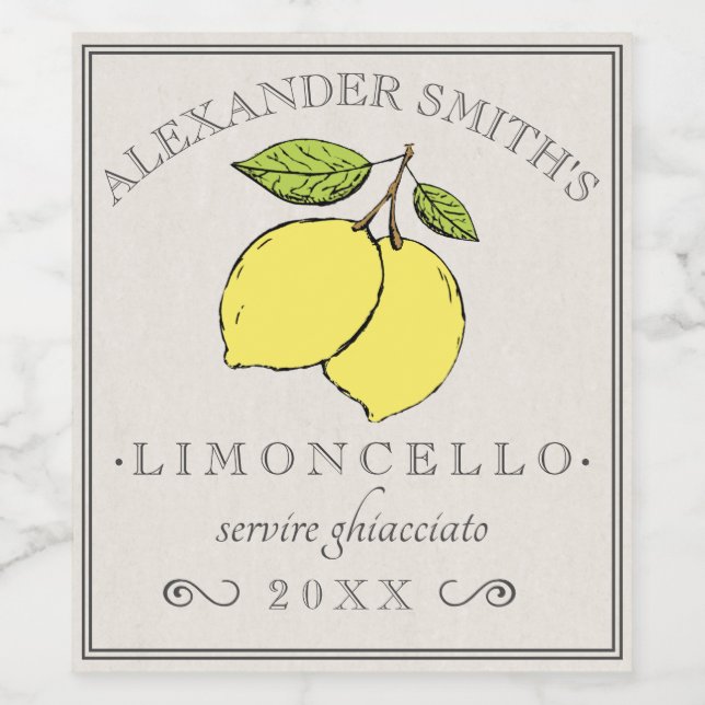 Limoncello Vintage Lemons Label | (Single Label)