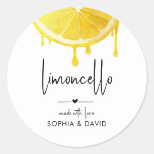 Limoncello Watercolor Lemon Homemade Liqueur  Classic Round Sticker