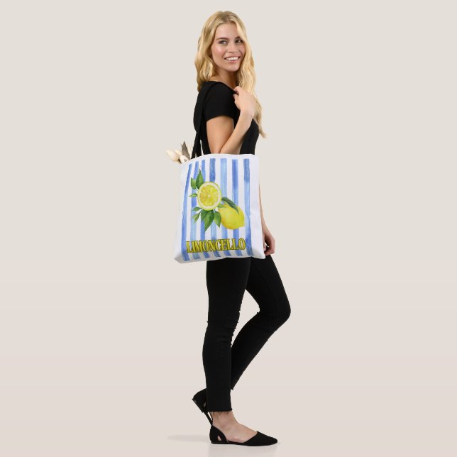 Limoncello Watercolor Lemon Tote Bag (On Model)