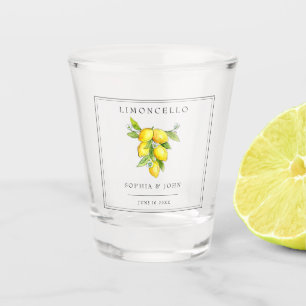 Limoncello Watercolor Lemons Wedding favor  Shot Glass