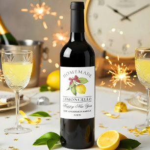 Limoncello Watercolor New Year Bottle Label