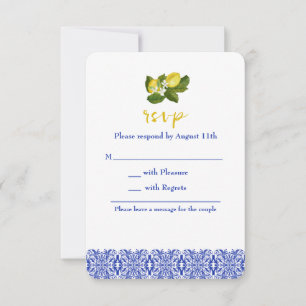 Limone I Italian Lemon & Blue Tile RSVP Card