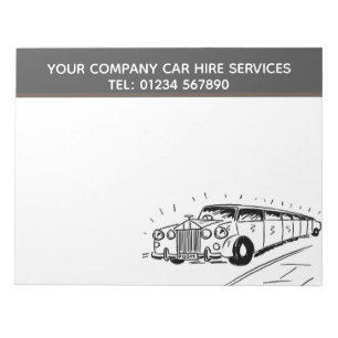 Limousine Car Hire Service Cartoon to Personalise Notepad