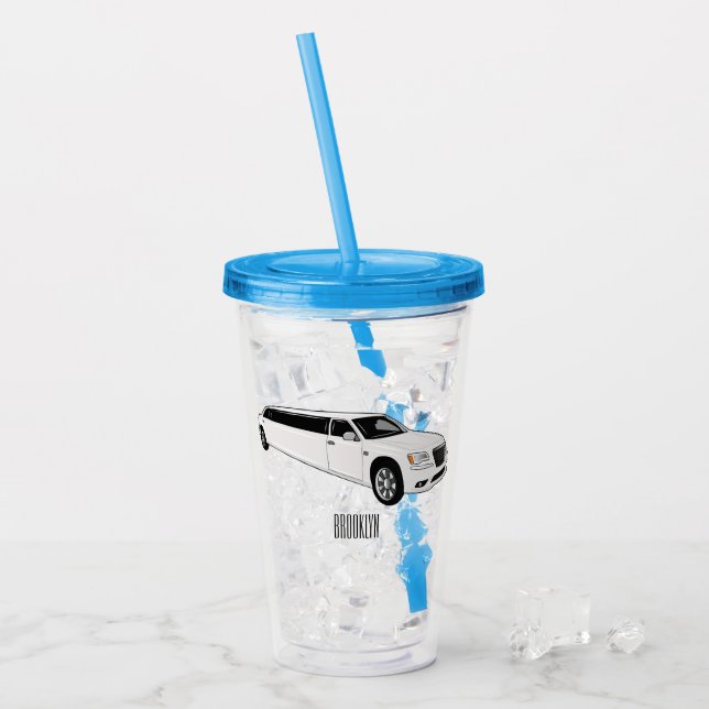 Limousine cartoon illustration acrylic tumbler (Front Ice)