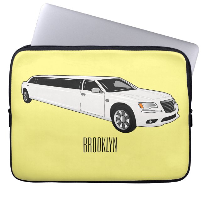 Limousine cartoon illustration laptop sleeve (Front)