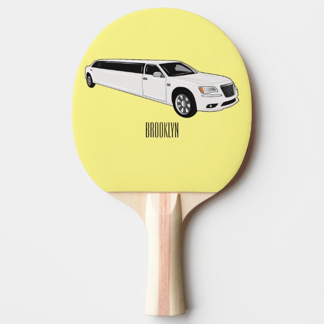 Limousine cartoon illustration ping pong paddle (Front)