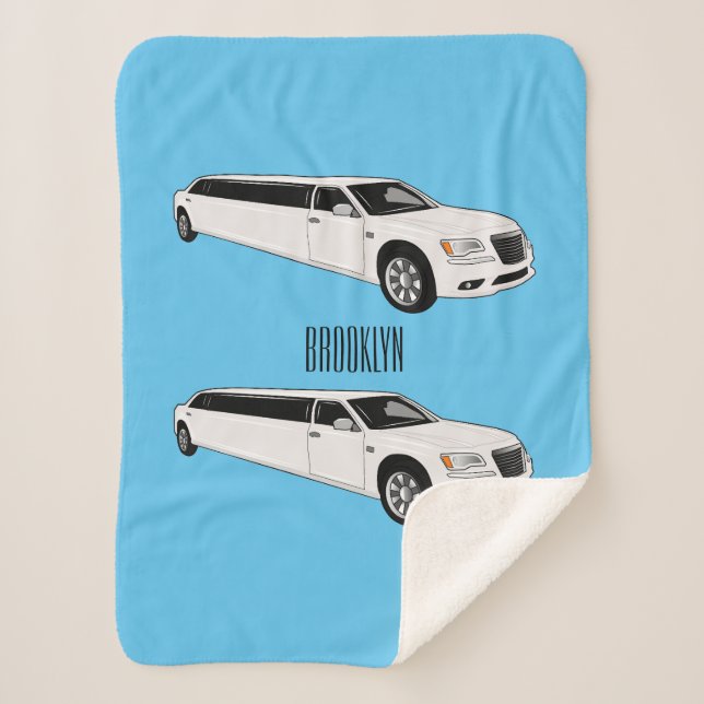 Limousine cartoon illustration sherpa blanket (Front)