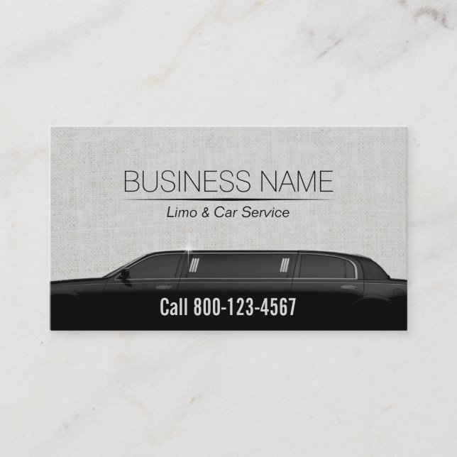 Limousine Limo & Car Service Classy Linen Business Card (Front)