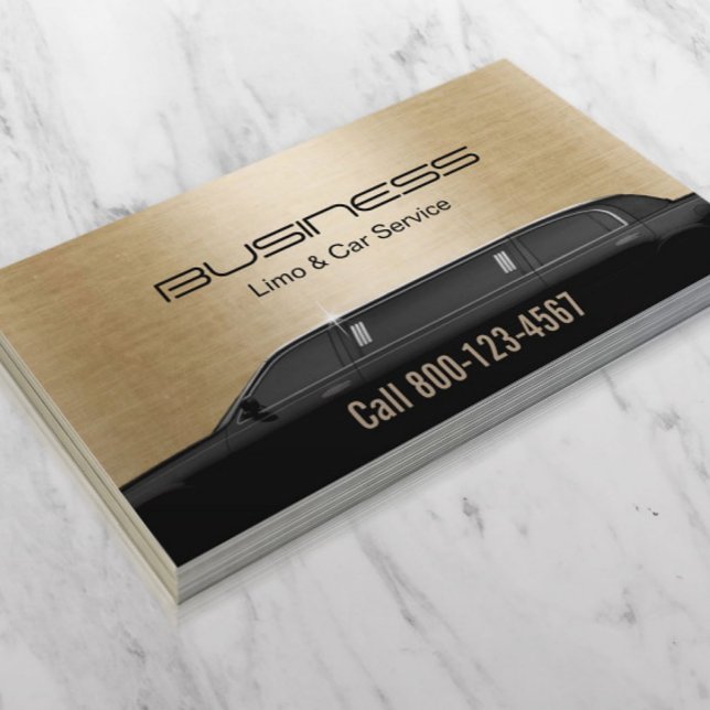 Limousine Limo & Car Service Modern Gold Business Card (Creator Uploaded)