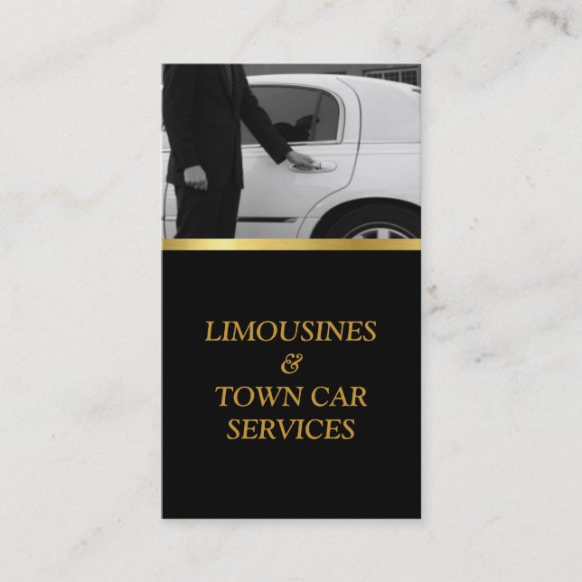 Limousine, Limo, Town Card, Driver Service Business Card (Front)