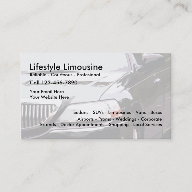 Limousine Service Appointment Card (Front)