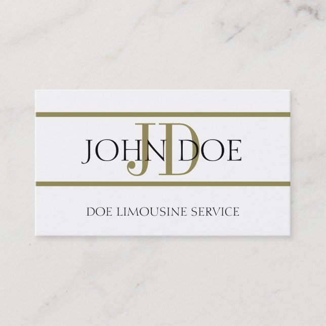 Limousine Service White/Gold Stripe Business Card (Front)
