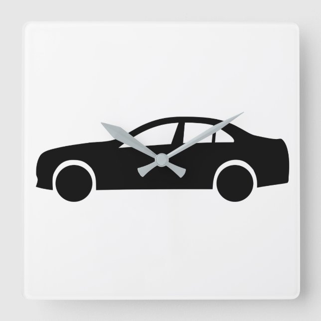 Limousine Silhouette Square Wall Clock (Front)