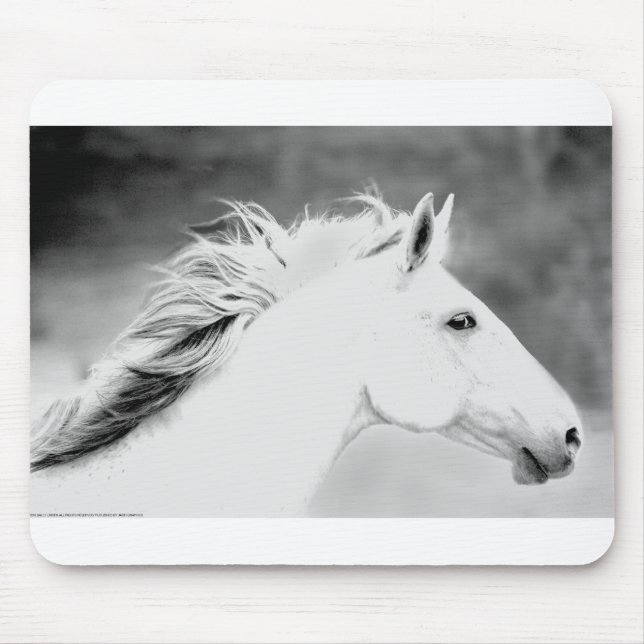 LIN26BW Mane in the Wind.tif Mouse Pad (Front)