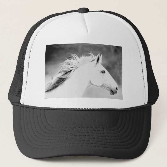 LIN26BW Mane in the Wind.tif Trucker Hat (Front)