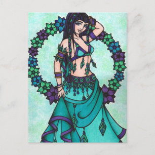 Lina Flower Goddess Belly Dancer Art Postcard