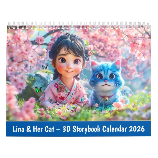 Lina & Her Cat – 3D Storybook Calendar 2026 (Cover)