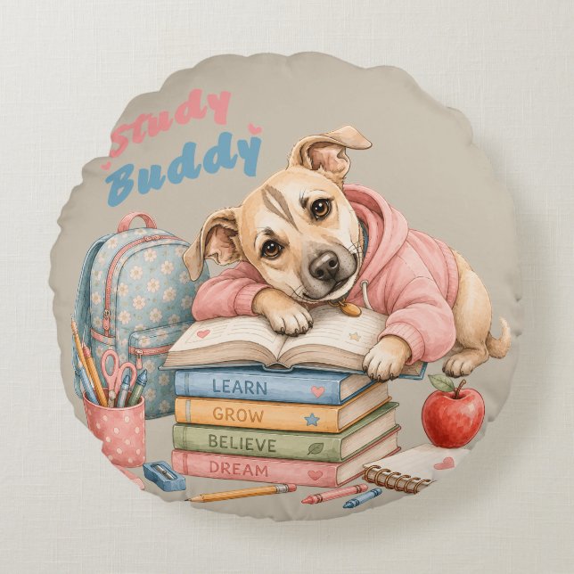 Lina's School Adventures Round Cushion (Front)