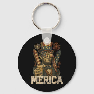 Lincoln 4th Of July Merica Abe Boys Men Women Amer Key Ring