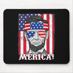 Lincoln 4th Of July Merica American Flag Boys Kids Mouse Pad