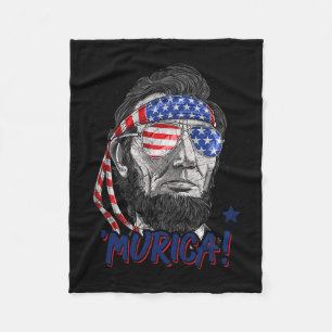 Lincoln 4th Of July Murica Men Women American Flag Fleece Blanket