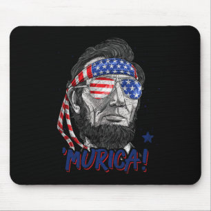 Lincoln 4th Of July Murica Men Women American Flag Mouse Pad