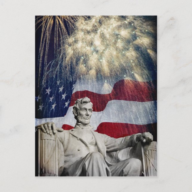 Lincoln and Fireworks Postcard (Front)