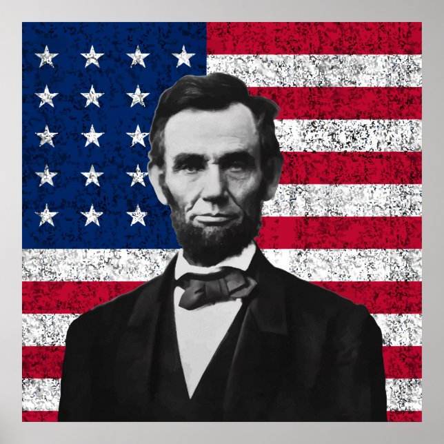 Lincoln and The American Flag Poster (Front)