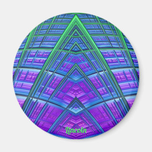LINCOLN ~Blue, Green and Purple ~Abstract Fractal  Magnet