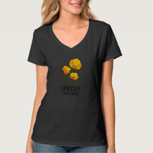 Lincoln California CA Poppy Flower State City Vint T-Shirt