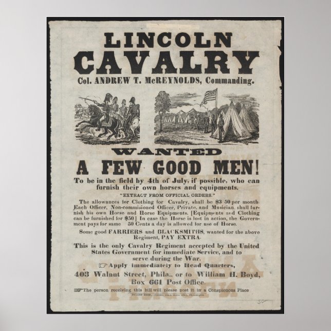 Lincoln Cavalry Poster (Front)