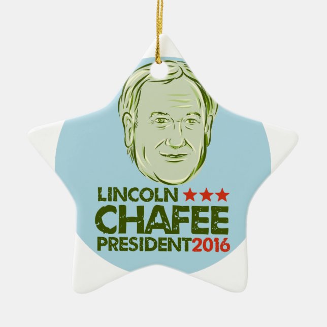 Lincoln Chafee President 2016 Ceramic Tree Decoration (Front)