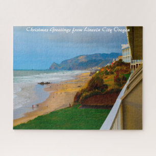 Lincoln City Oregon. Christmas Greetings Jigsaw Puzzle