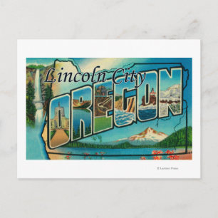 Lincoln City, Oregon - Large Letter Scenes Postcard