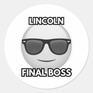 Lincoln Final Boss Cool Emoji Classic Round Sticker