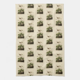 Lincoln Finch (Sparrow) Audubon's Birds of America Tea Towel
